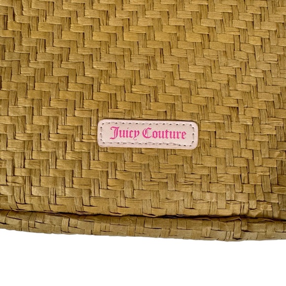 Juicy Couture Straw Tote Bag Round Handles Natural Pink - Picture 3 of 16